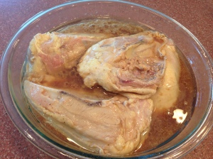 Here are the chicken breasts, soaking up the marinade!