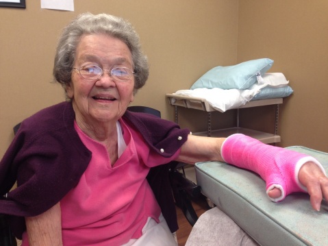 My 93-year-old mother fell and broke her wrist. While this does not give me joy, I am happy that it wasn't worse and thankful that she is being such a trooper during the healing process. 